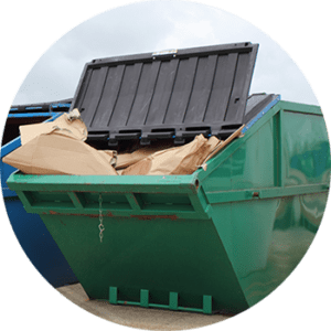 A scrap metal recycling bin